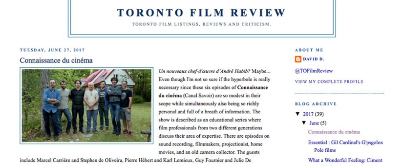 Connaissance du cinéma citée dans le Toronto Film Review